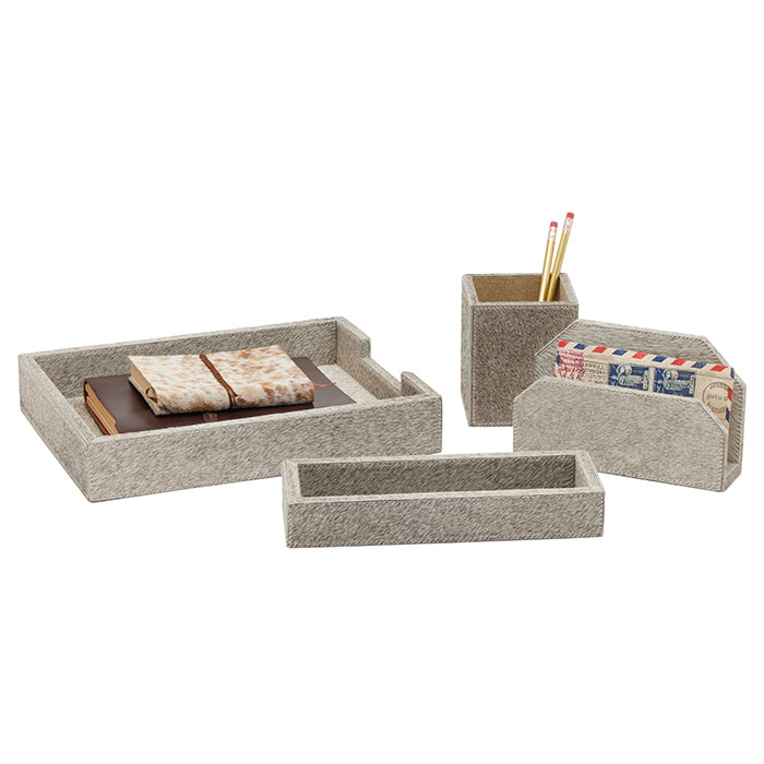 Hyde Hair-On-Hide Desk Accessory Set (Gray)