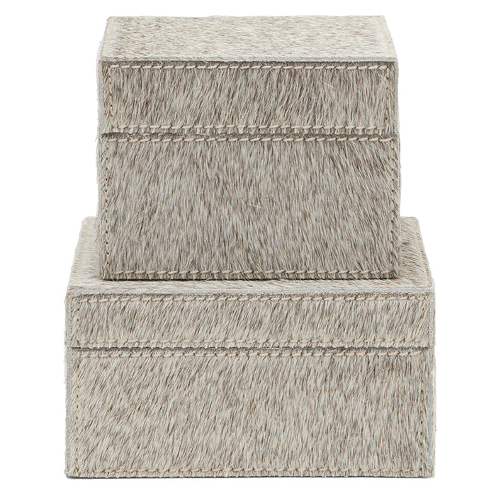 Hyde Hair-On-Hide Round Canisters, Set of 2 (Gray)