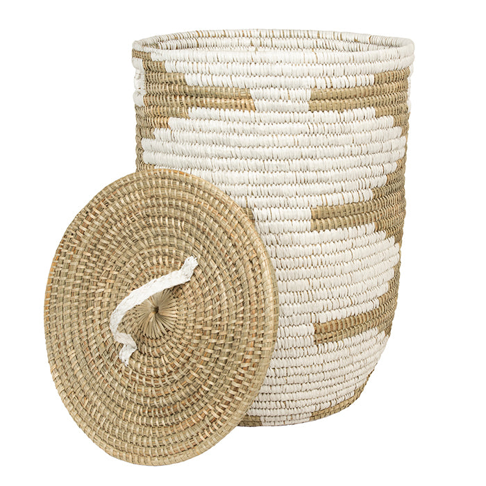 Jelsa Natural Mendong/ White Raffia Hamper