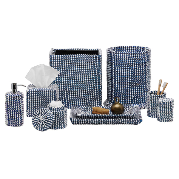 Kythira Seagrass Bathroom Accessories (Navy/White)