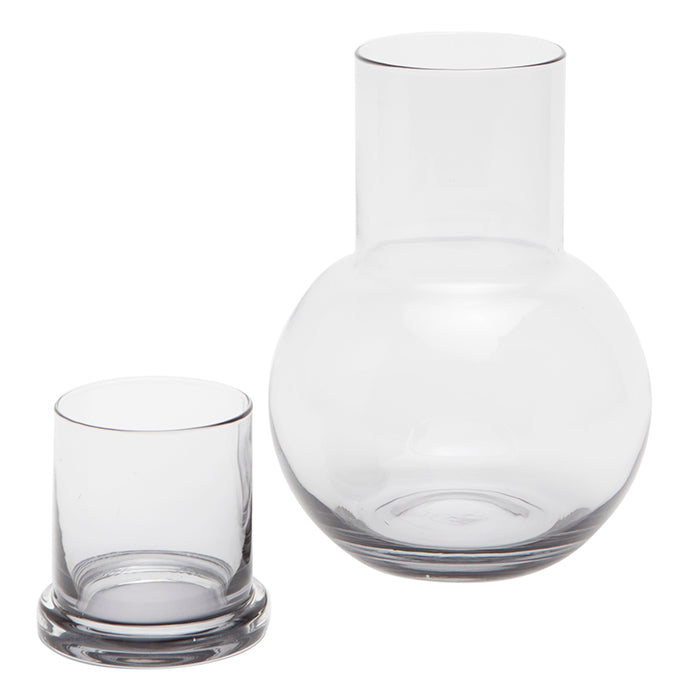Lausanne Round Hand Blown Glass Carafe (Light Gray)