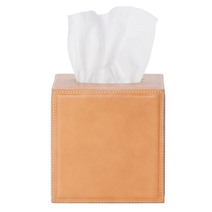 Lorient Aged Camel Full-Grain Leather Tissue Box
