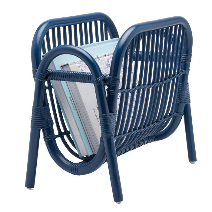 Makassar Rattan Magazine Holder (Navy)