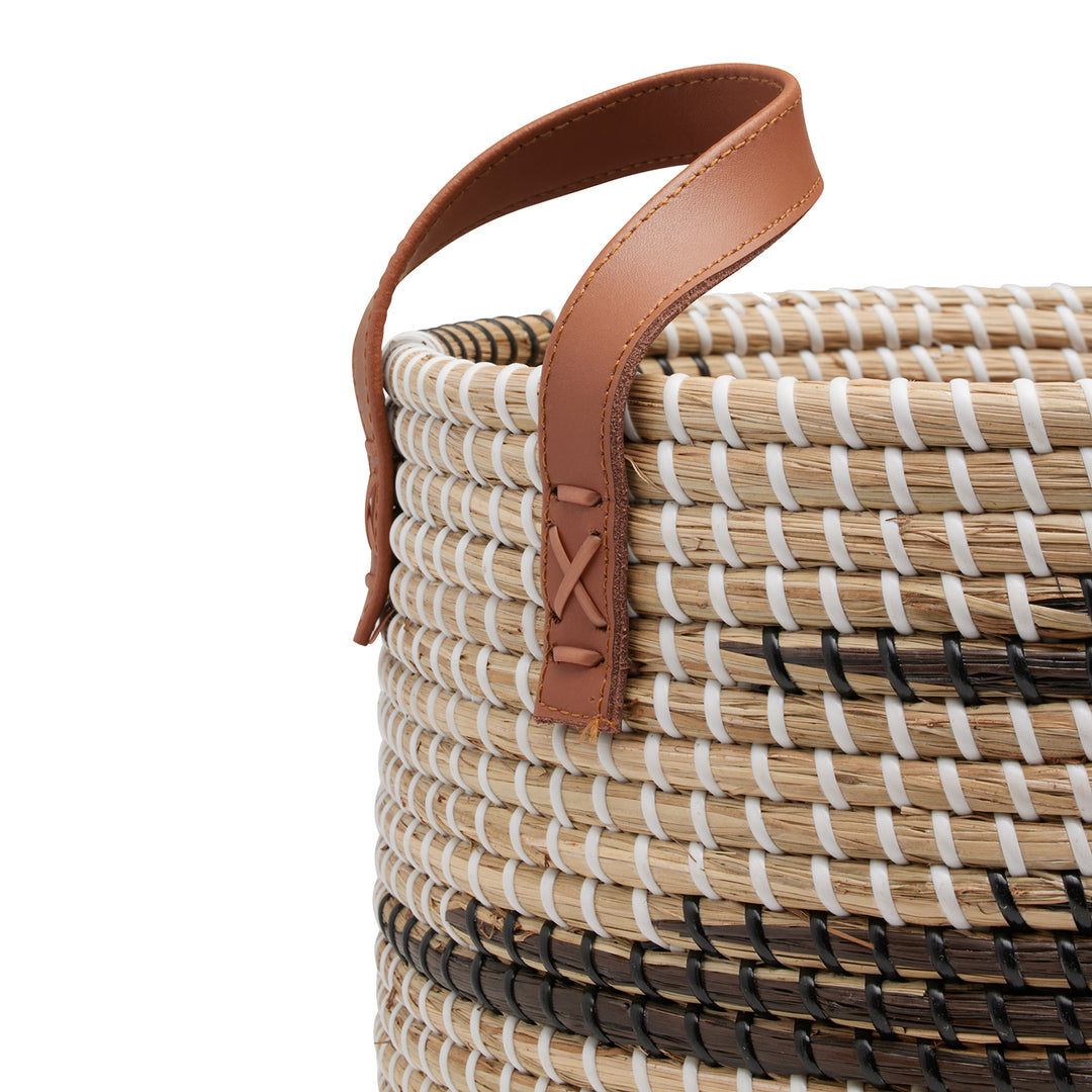 Olinda Natural Seagrass Nesting Baskets Set/2 (Black/Natural)