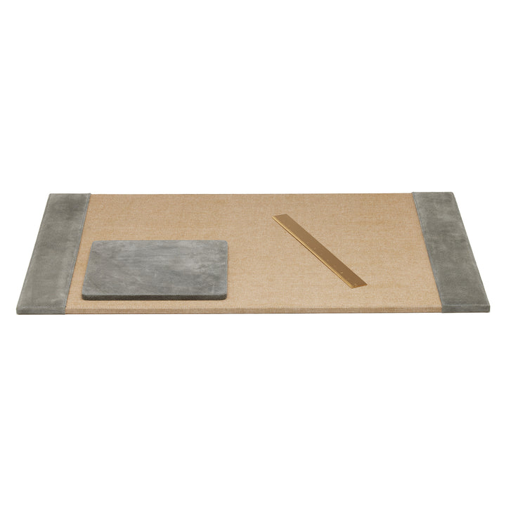 Segovia Suede Leather Desk Blotter Set/2 (Dark Gray)