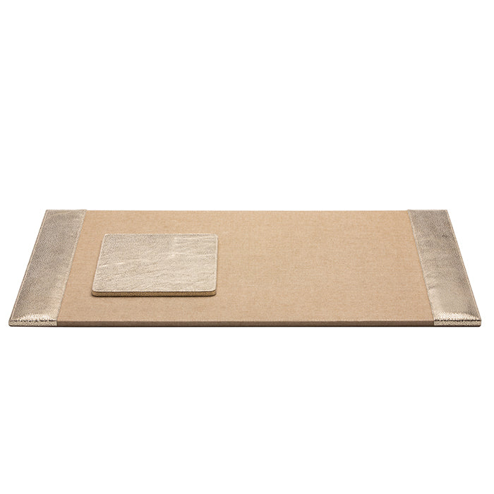 Viana Gold Foil Full-Grain Leather Desk Blotter