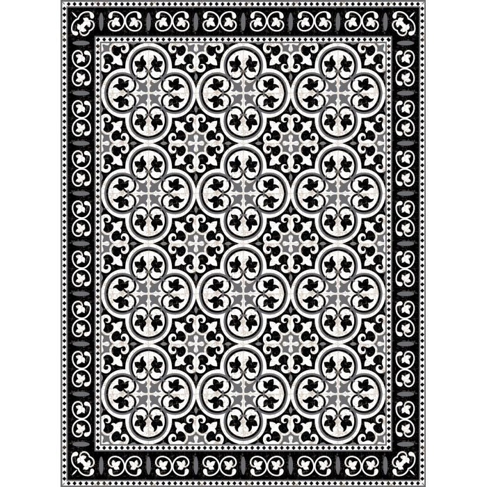Tempaper Abstract Lines Vinyl Rugs - 48 Round - Black & White