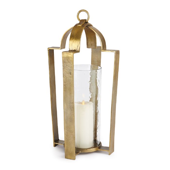 Ainsworth Brass/Hammered Glass Hurricane 25"