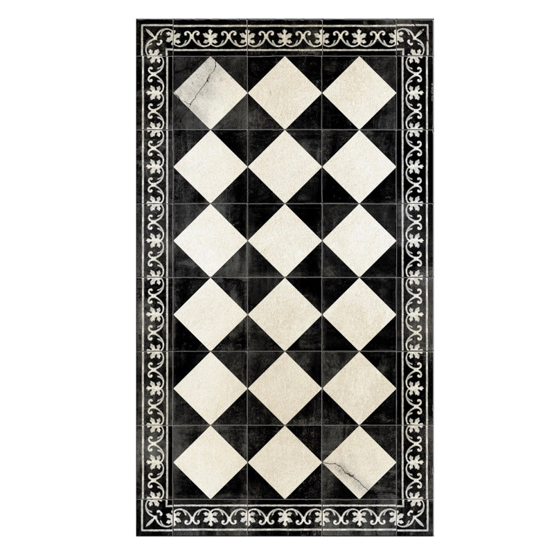 Grey Runner Mat in Victorian Tile Design Kitchen Vinyl Floor 