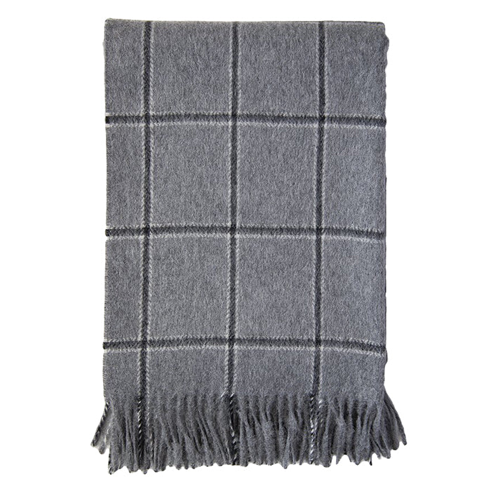 Stowe Alpaca Wool Throw (Dark Grey Checks)