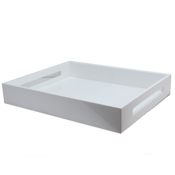 Addison Ross Lacquered White Tray 16x14
