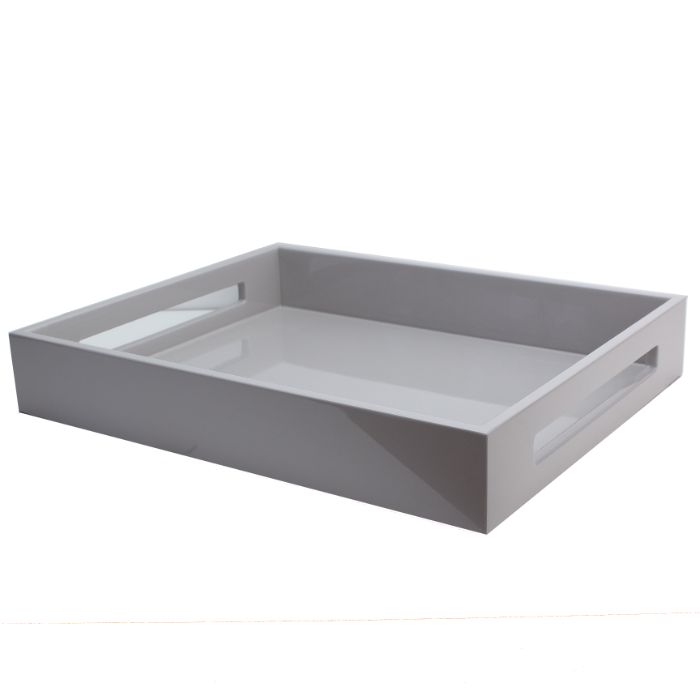 Addison Ross Lacquered Chiffon Gray Tray 16x14