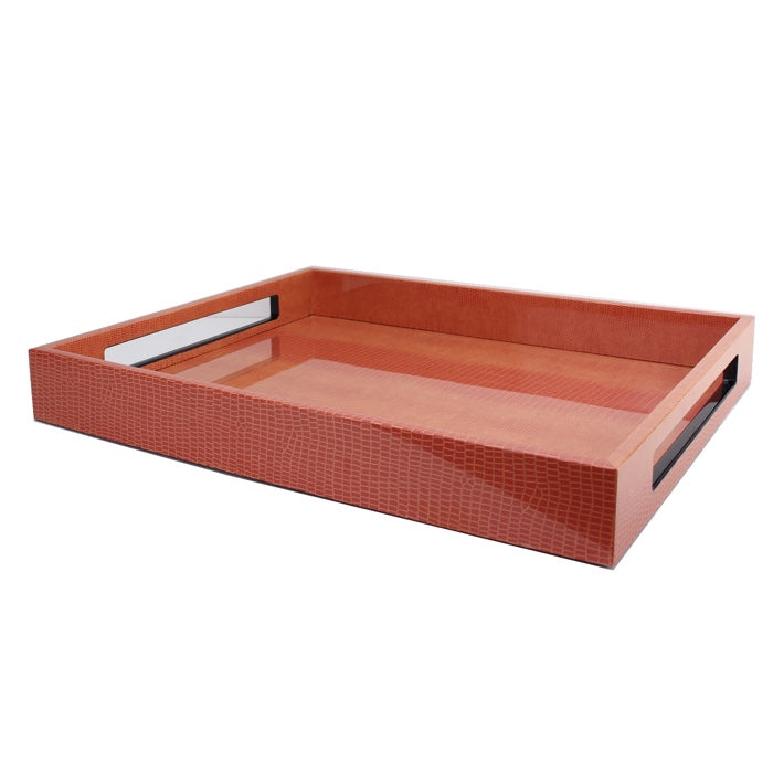 Addison Ross Lacquered Tray (Orange Croc) 16x14
