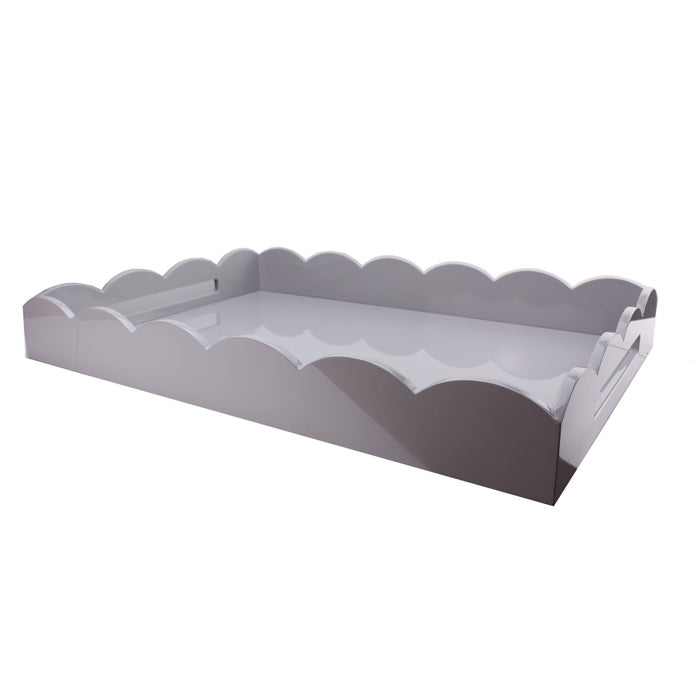 Addison Ross Lacquered Scalloped Tray (Chiffon Gray) 26x17