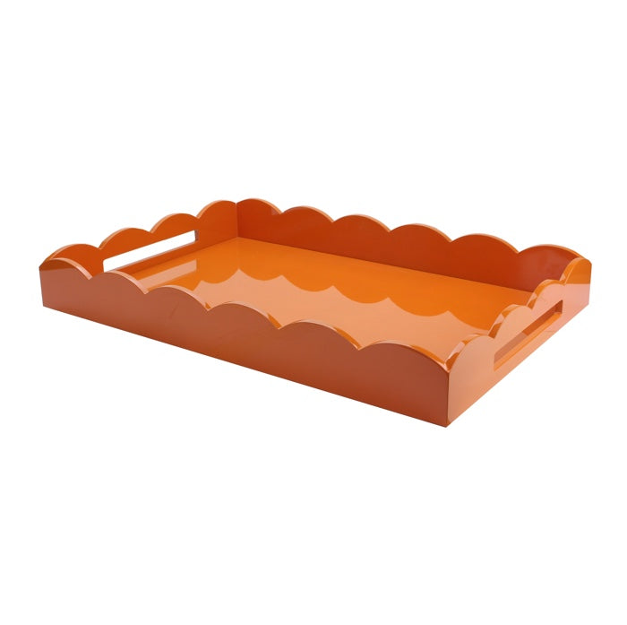 Addison Ross Lacquered Scalloped Ottoman Tray (Orange) 26x17