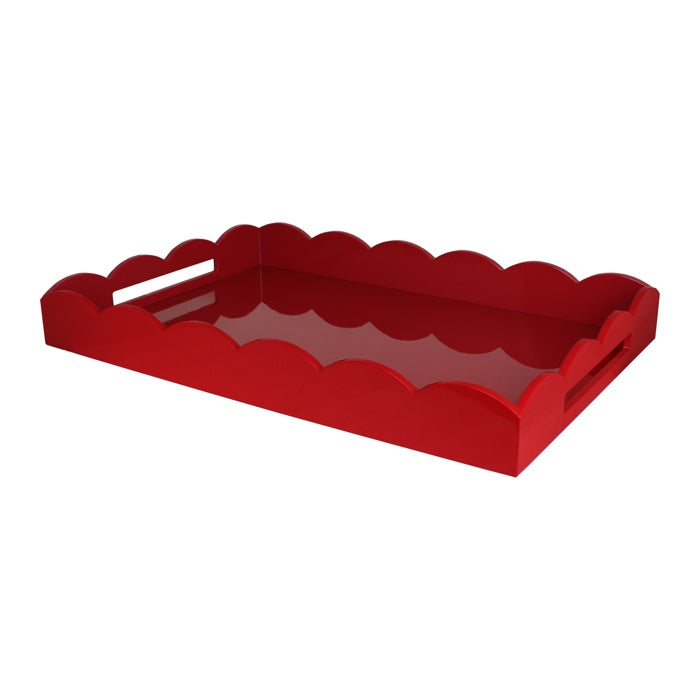 Addison Ross Lacquered Scalloped Ottoman Tray (Burgundy) 26x17