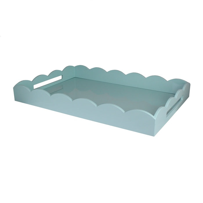 Addison Ross Lacquered Scalloped Ottoman Tray (Eau De Nil) 26x17