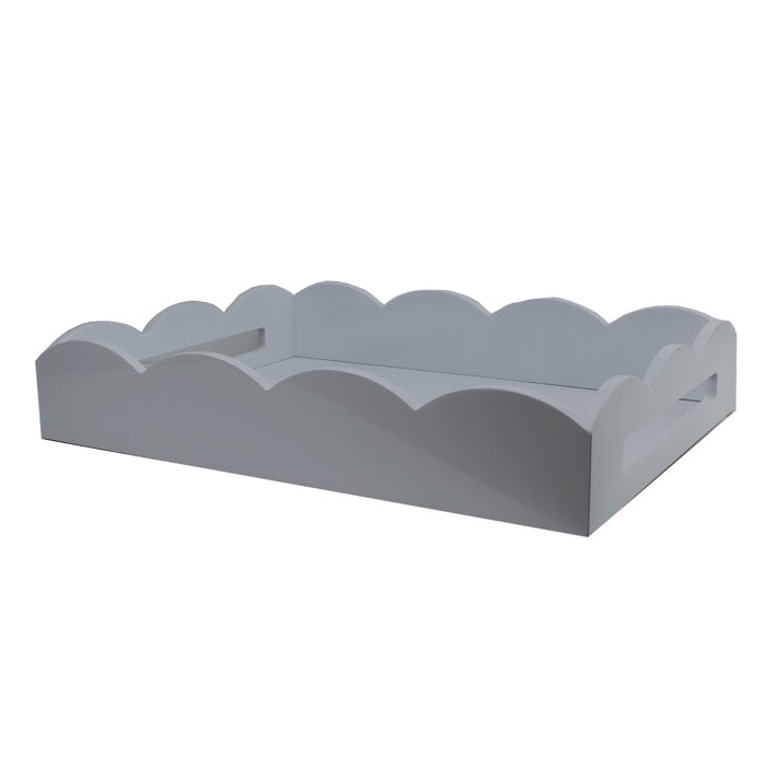 Addison Ross Lacquered Scalloped Tray (Chiffon Gray) 17x13