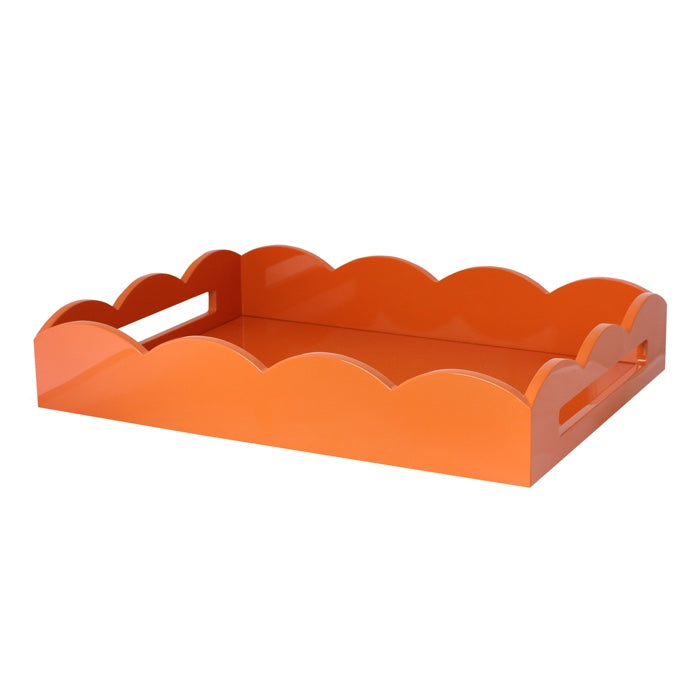 Addison Ross Lacquer Scalloped Tray 17x13 (Orange)