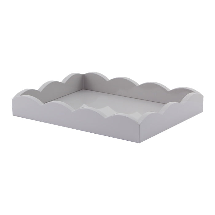 Addison Ross Lacquered Scalloped Small Tray (Chiffon Grey) 11x8