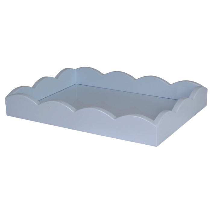 Addison Ross Lacquered Small Scalloped Ottoman Tray (Denim) 11x8