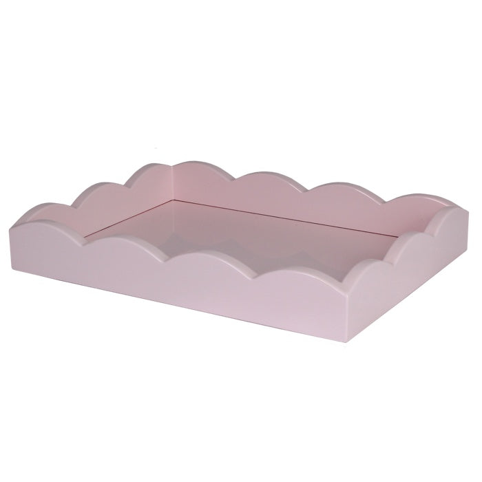 Addison Ross Lacquered Small Scalloped Ottoman Tray (Pale Pink) 11x8