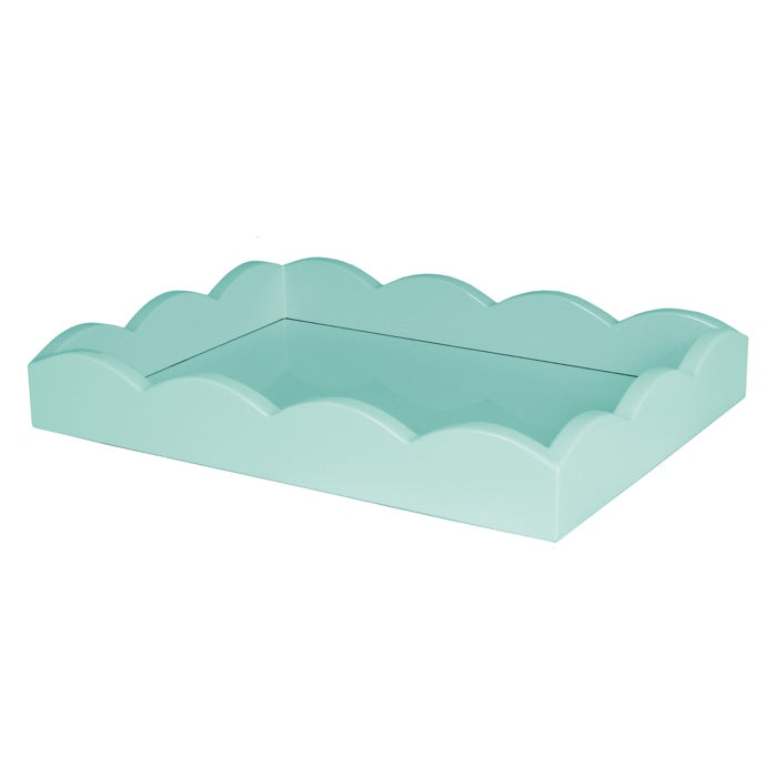 Addison Ross Lacquered Small Scalloped Ottoman Tray (Eau De Nil) 11x8