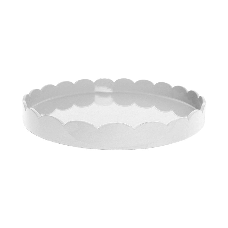 Round white lacquer deals tray