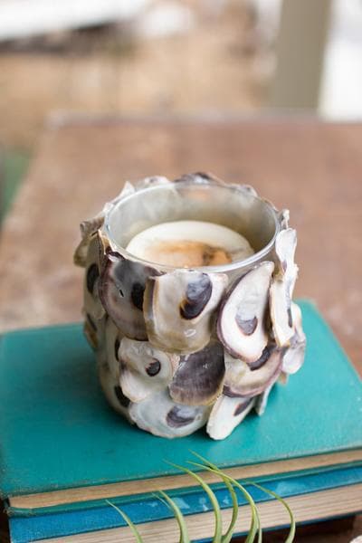 Oyster Shell Round Candle Holders Set/2