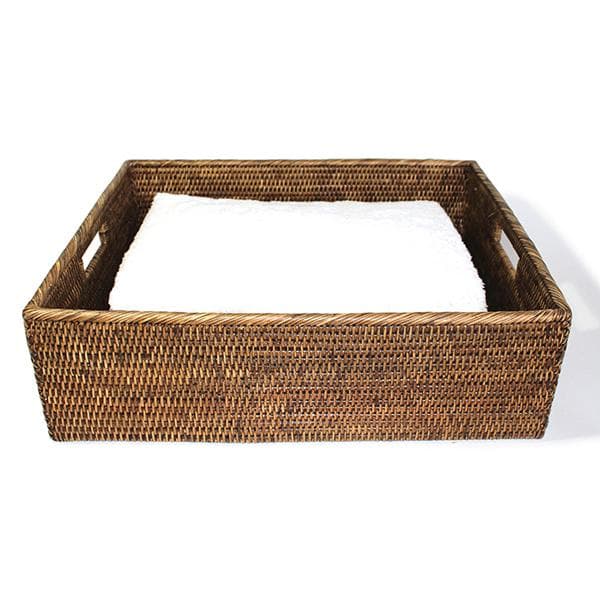 Woven Rectangular Basket for Shelves, Rattan Storage Basket