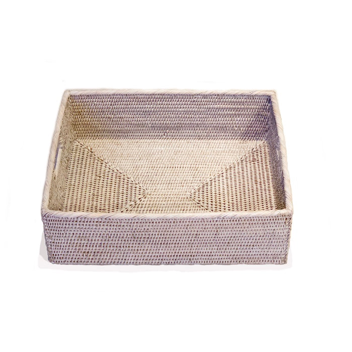 White Wash Rattan Shelf/Tray Basket 18"L