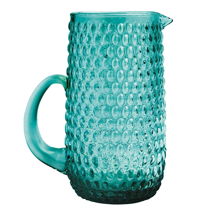 Claire Teal Hand Blown Glass Pitcher