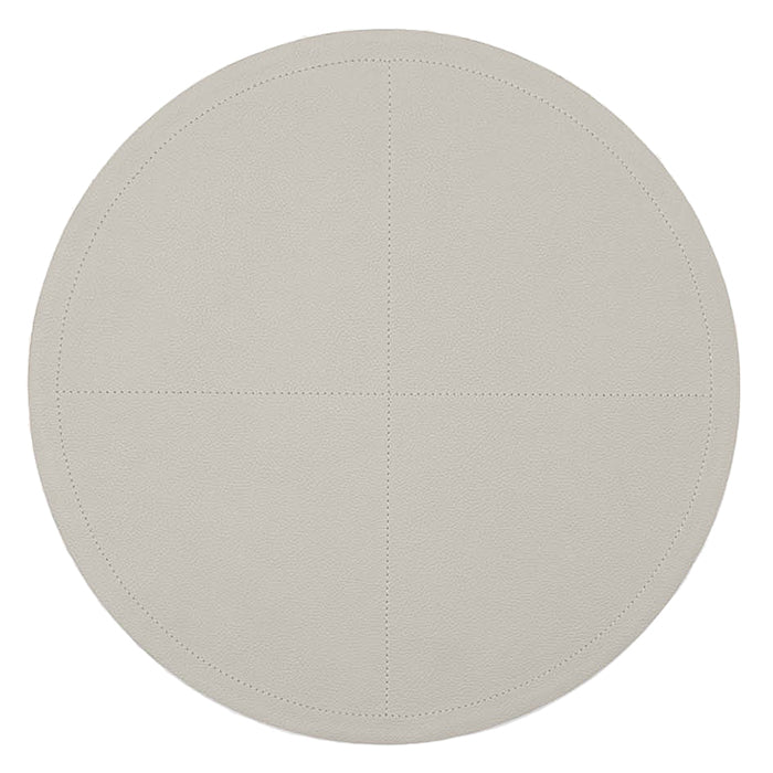 Evan Leather Round Placemats (Light Gray) Set/2