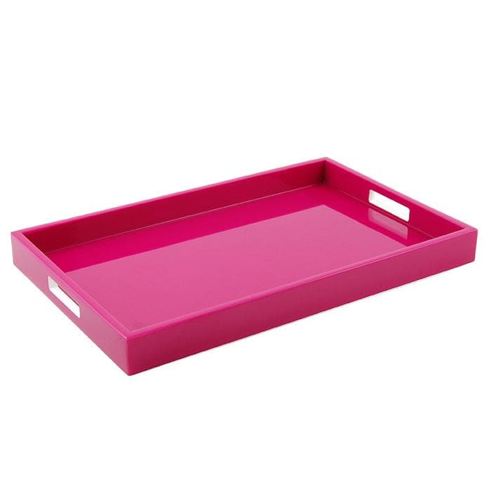Lacquer Rectangle Tray Hot Pink Fabric Inlay - Main Image