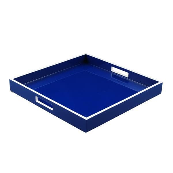 Lacquer Square Tray - Blue & White