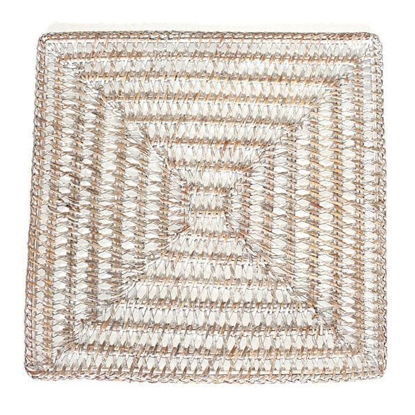 Square White Rattan Placemats 14" (Set/4)