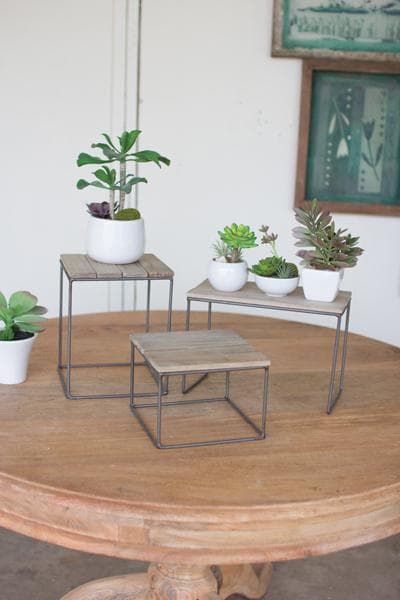 Set/3 Wood & Metal Risers