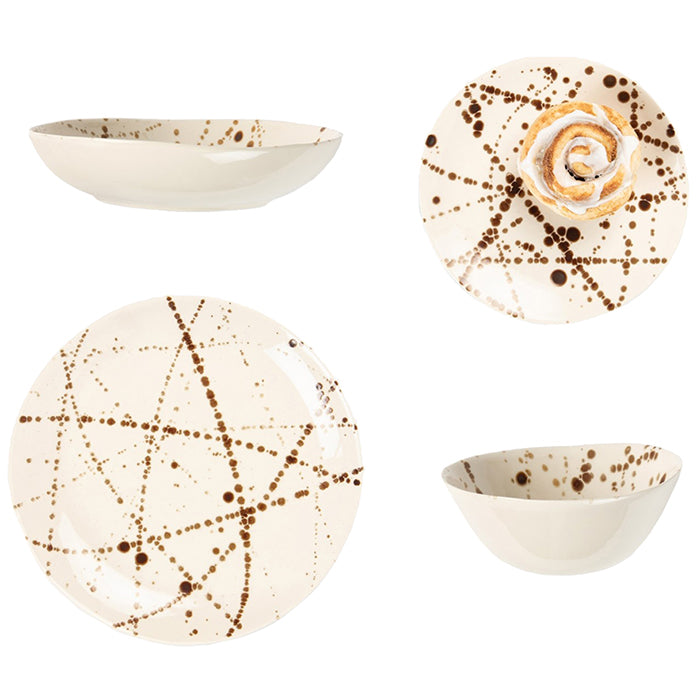 Delaney Bronze Splatter Stoneware Pasta/Soup Bowls Set/4
