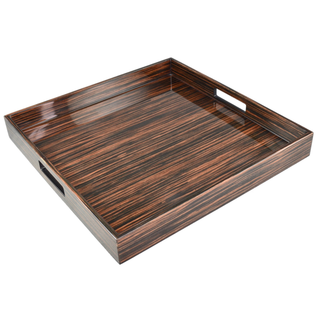 Lacquer Large Square Tray - Macassar Ebony Inlay
