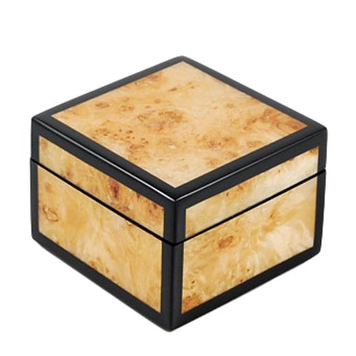 Lacquer Small Square Box (Mappa Burl)