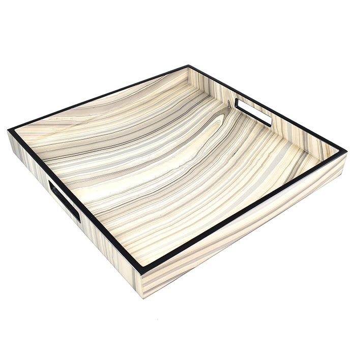 Lacquer Square Tray (Tucson Paper Inlay with Black Trim)