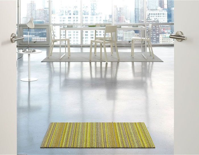 Chilewich Skinny Stripe Shag Floor Mats (Citron)