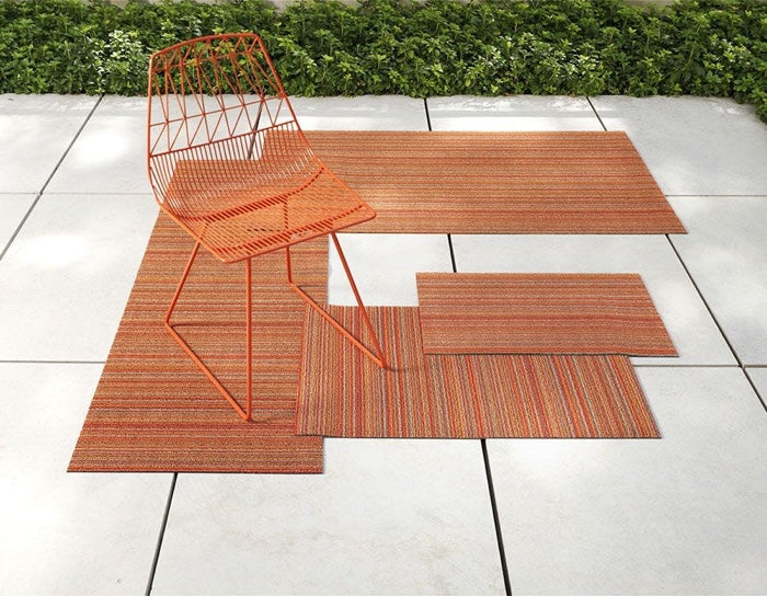 Chilewich Skinny Stripe Shag Floor Mat (Orange)