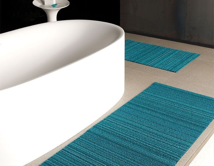 Chilewich Skinny Stripe Shag Floor Mat (Turquoise)