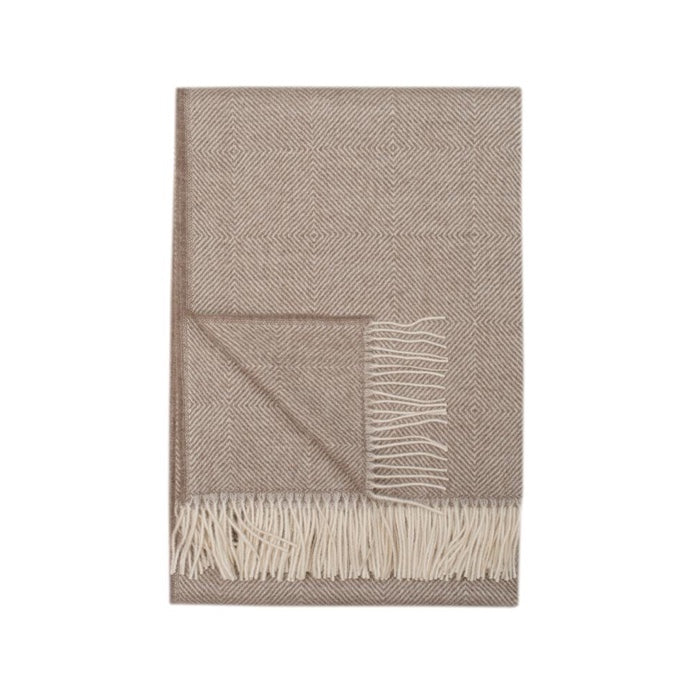 Sherbrooke Baby Alpaca Throw (Taupe & Ivory)