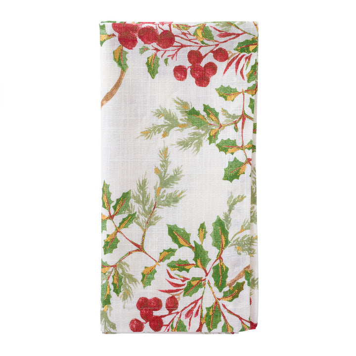 Holly Berry Print Napkins Set/4