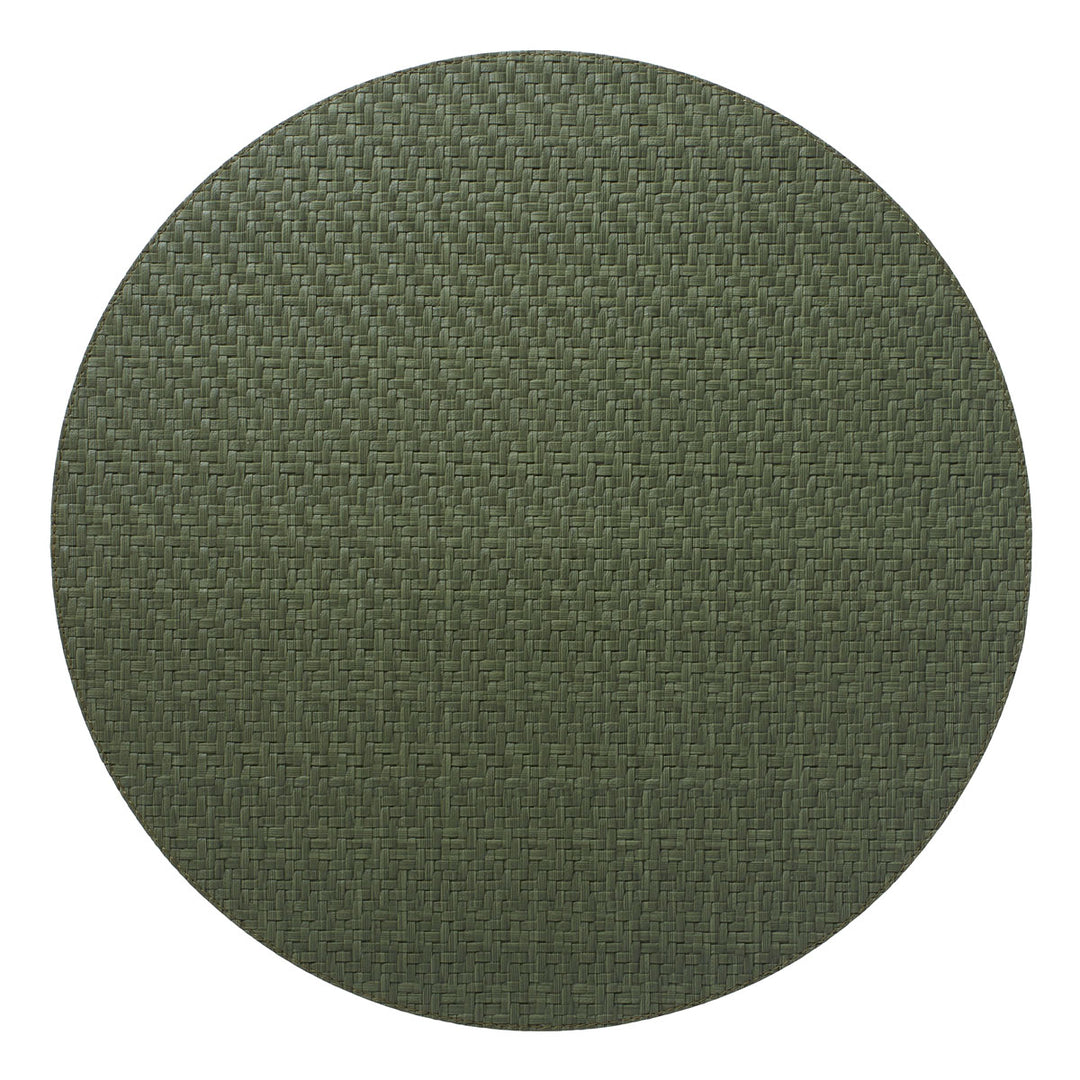 Bodrum Wicker Vinyl Round Placemats (Olive) Set of 4