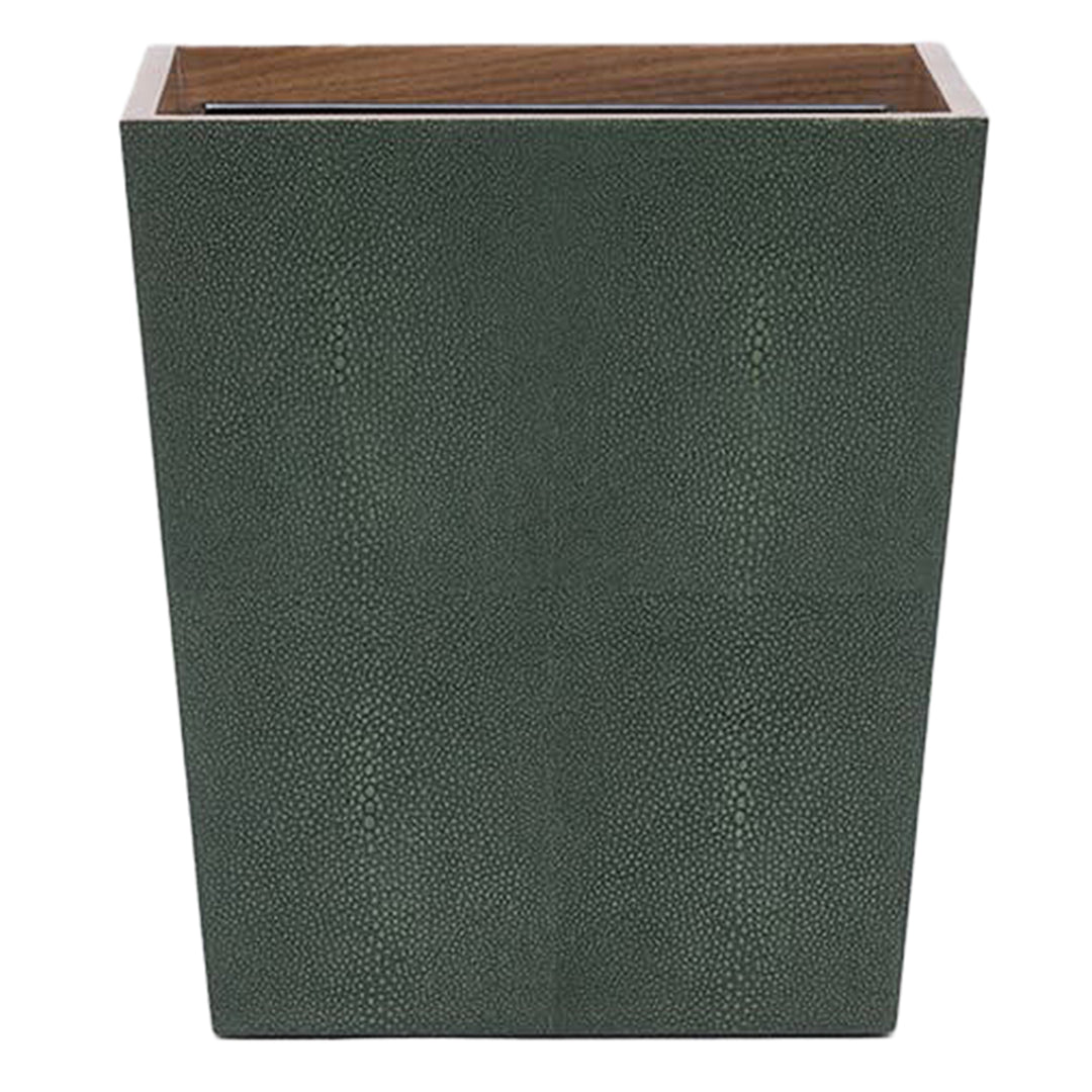 Manchester Faux Shagreen Square Wastebasket (Juniper)