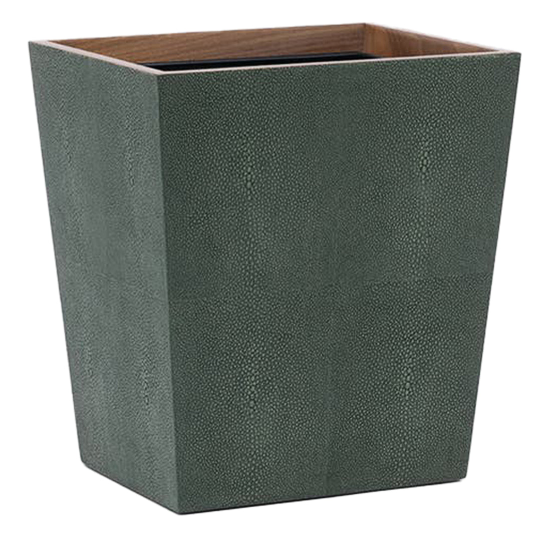 Manchester Faux Shagreen Square Wastebasket (Juniper)