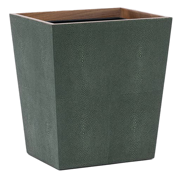 Manchester Faux Shagreen Square Wastebasket (Juniper)